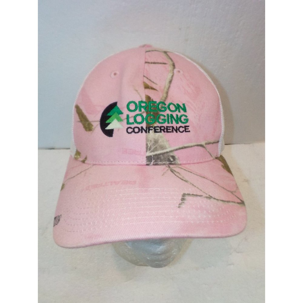 Oregon Logging Conference Pink Camouflage Realtree Camo Trucker Hat Ball Cap